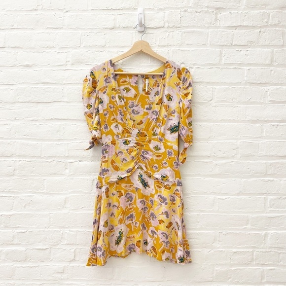 Free People || Glow Up Mini Dress Floral in Yellow 4 - Picture 1 of 8